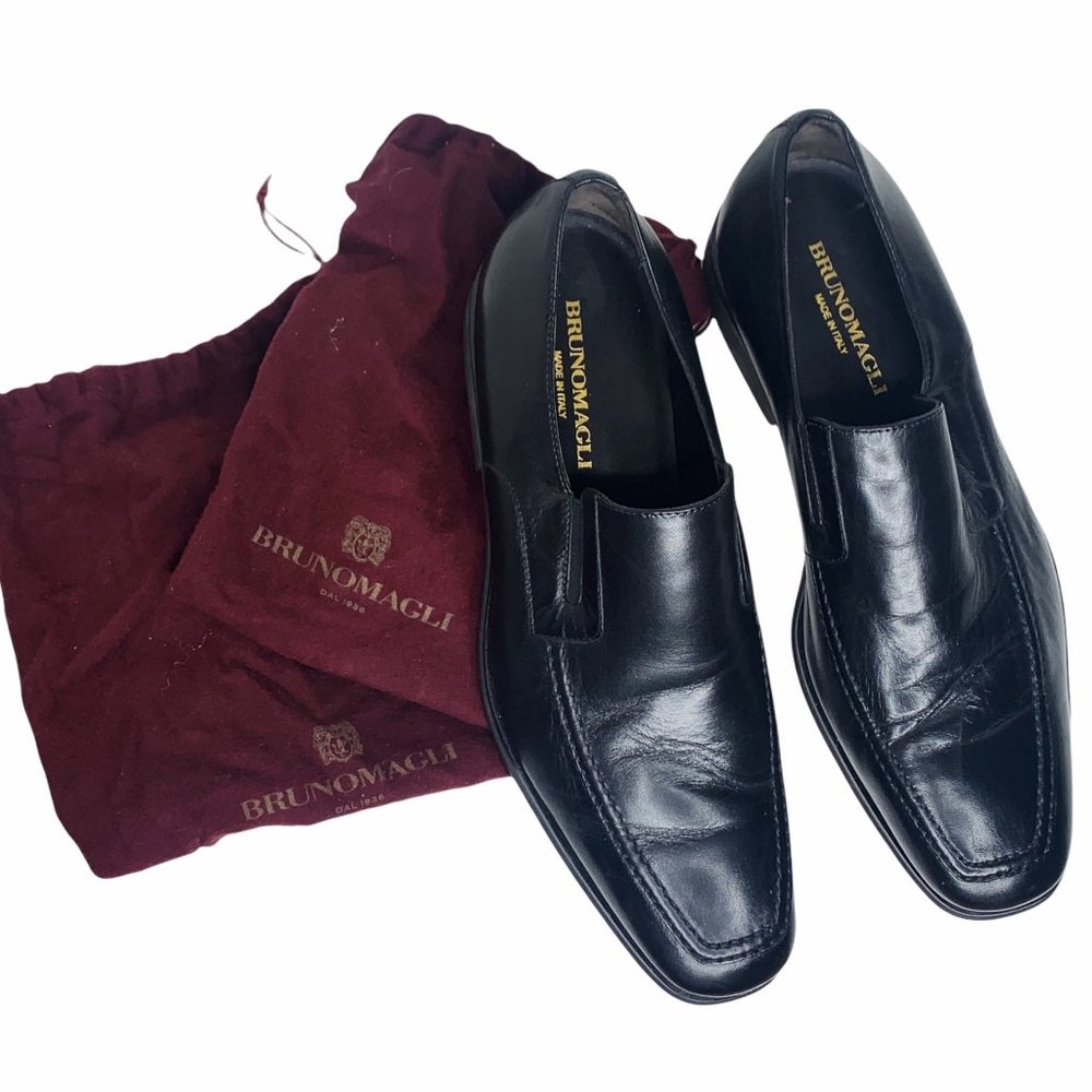 Bruno Magli Raging Italian Leather Loafer Slip On Shoes Elastic Size 8.5